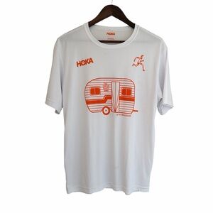 Hoka graphic print t shirt white orange size medium running workout gym active